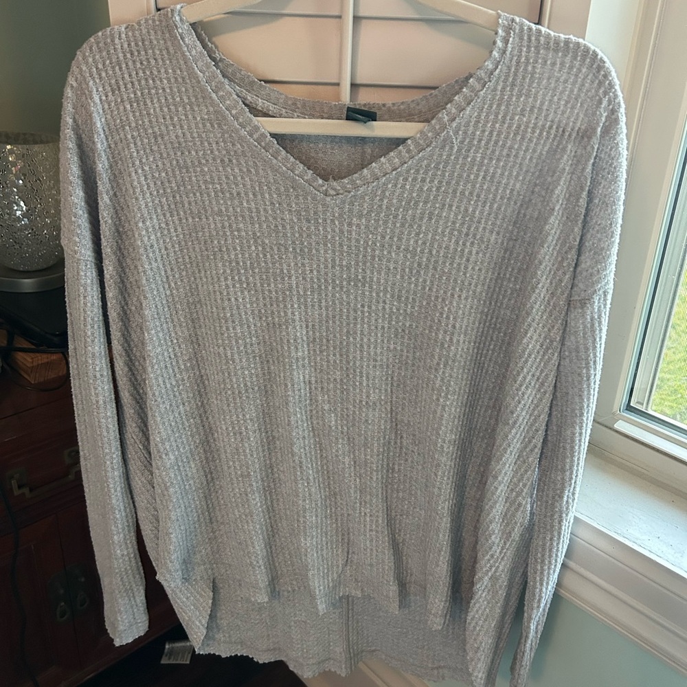 Gray V-Neck Women's Sweater